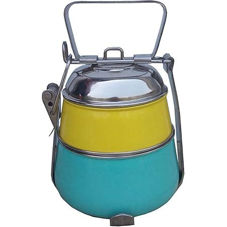 ELAN Stainless steel pyramid shape two tier lunch box Multi-color ...