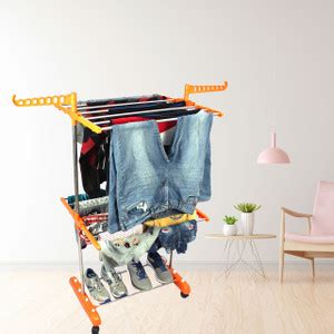 SKP FACTORY Steel, Plastic Floor Cloth Dryer Stand Foldable , Movable ...