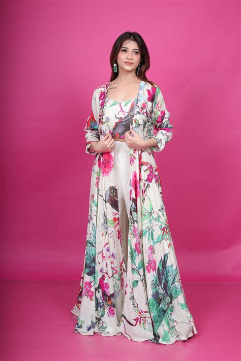 White Sharara Set with Cape in Crepe – Roop Kala
