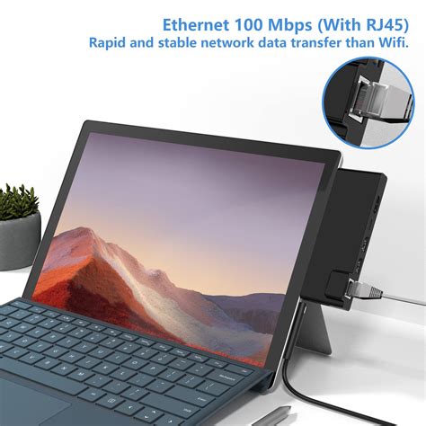 Surface Pro 7 Hub Docking Station with 4K HDMI Adapter+RJ45 Ethernet ...