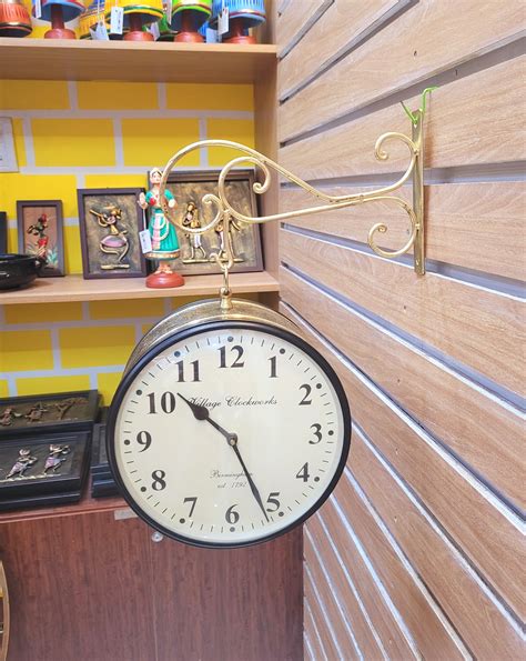 Railway Clock 10 inch dial double side clock with hanger Antique Gold ...