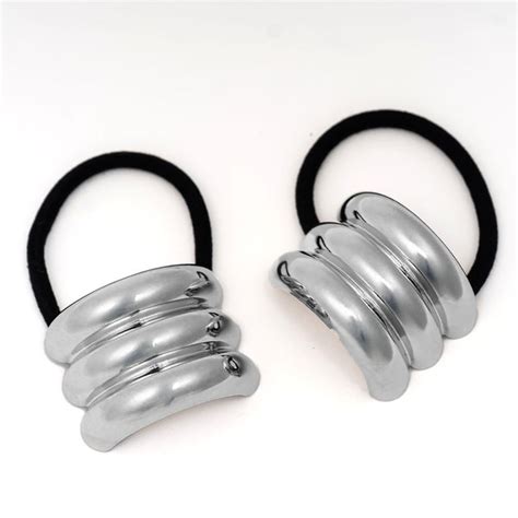 Set of 2 Triple Halo Pony Cuffs - Silver – Hair Drama Company