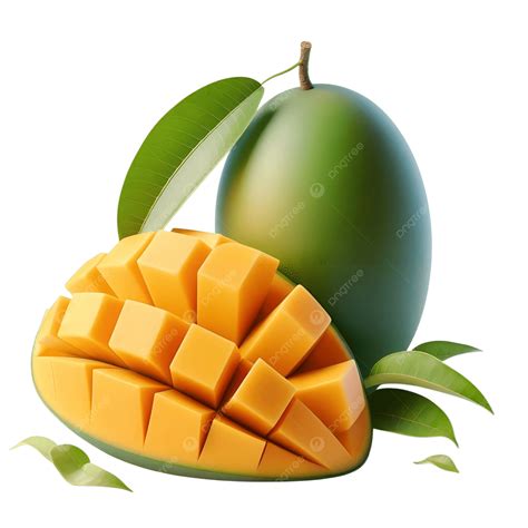 3d Mango Fruit And Cut Slice Composition, Mango 3d, Mango Fruit ...