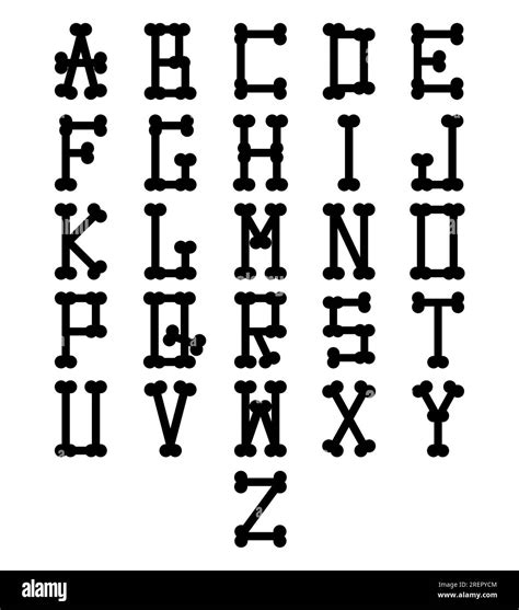 Alphabet made of bones. Black silhouettes. Vector illustration Stock Vector Image & Art - Alamy