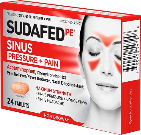 Sudafed PE Sinus Pressure + Pain Relief Maximum Strength Non-Drowsy ...