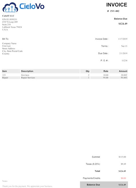 Image result for Custom Invoice Template QuickBooks