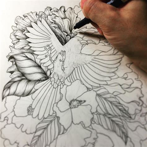 Pencil Drawing Flowers And Birds - pencildrawing2019
