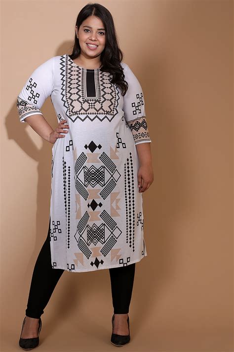 Buy Plus Size Grey Luxe Yoke Printed Kurti Online For Women - Amydus