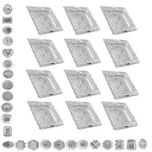 SAI PRASEEDA Decorative Non Metallic Silver Finish Serving Thalis (24 x ...