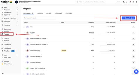 How to create a sub project for a parent project Web? - Projects - Swipe