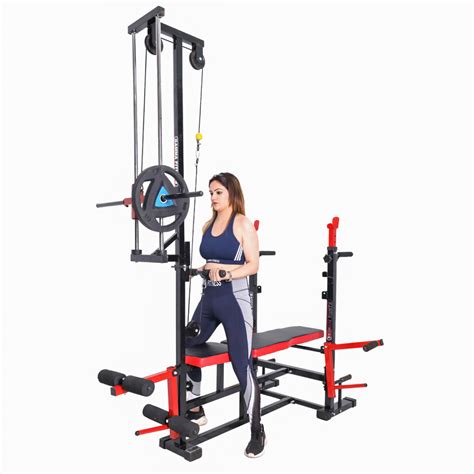 20 in 1 Multi Adjustable Bench Press With Lats Pull Down, Rowing & Bic ...