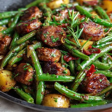 Sausage Potato Green Bean Skillet – Easy Dinner Recipe