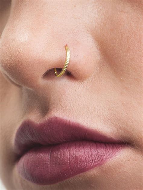 Gold Nose Ring Indian Nose Ring Nose Hoop Tragus Cartilage - Etsy Israel