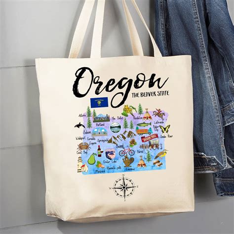 Oregon State Map Souvenir 12 oz Canvas Tote Bag – Avery Lane Gifts