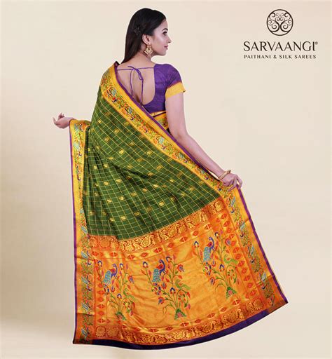 Pure Silk Paithani In Green
