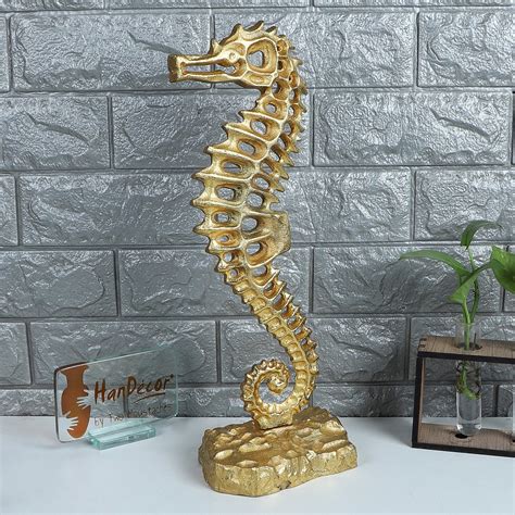 Two Moustaches 16 Inches Standing Sea Horse Design Showpiece Figurine