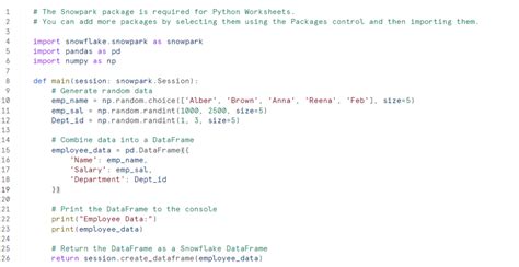 How to Use Python in Snowflake 的图像结果