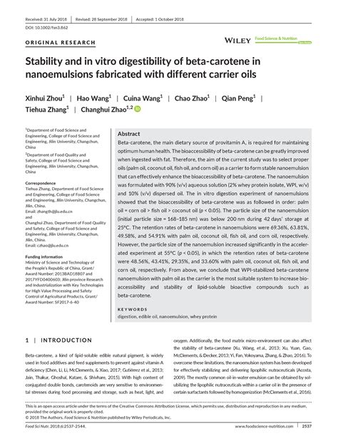 In. vitro Beta carotene stability FSN3-6-2537 - Food Sci Nutr. 2018;6: ...