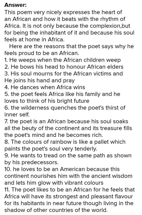 Read the poem “I am an African Child” by Eku McGred and take note of ...
