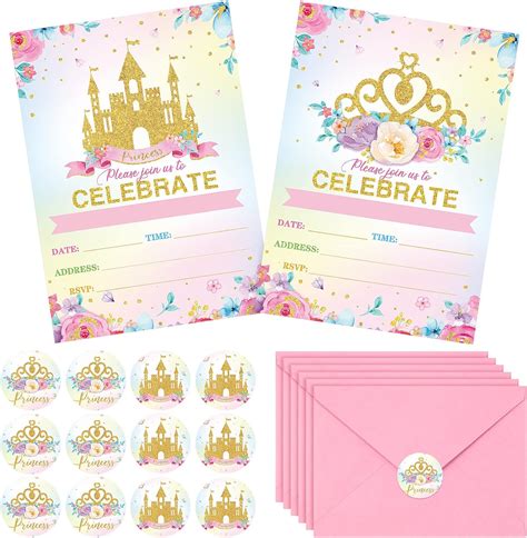 Buy 24 Set Princess Baby Shower Invitation Pink Princess Birthday ...