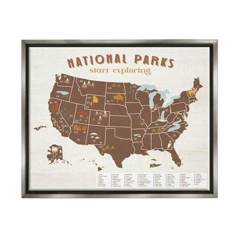 The Stupell Home Decor Collection National Parks Map US Travel Wall Art ...