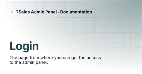 Login | 7Sales Admin Panel - Documentation