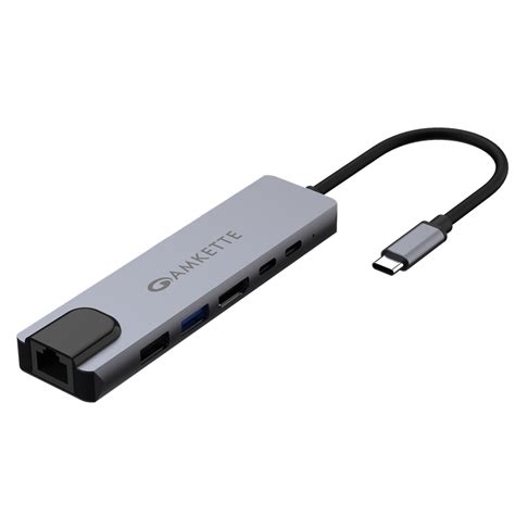 Type C 6 in 1 Ethernet USB Hub – Amkette
