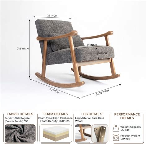 Buy Margaret Wooden Rocking Chair - Grey Online