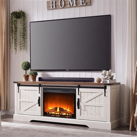 Farmhouse Style Electric Fireplace Tv Stand