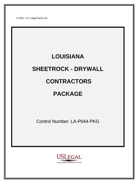 Louisiana Sheetrock Drywall Contractors Package - Blank Fillable ...