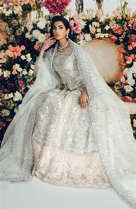 Open Gown Lehenga Dupatta Pakistani Silver Bridal Dress – tariqfarooq