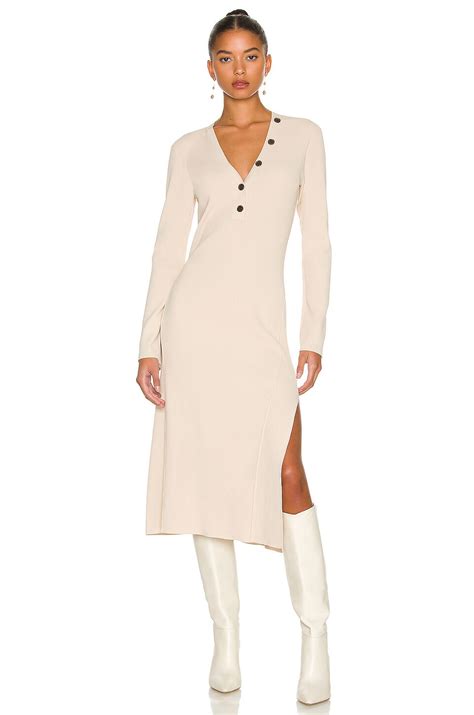 FRAME Long Rib Dress in Vanilla | REVOLVE