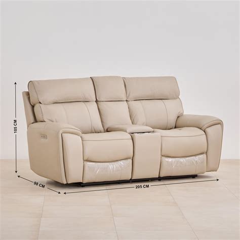 Buy Stockholm Half Leather 2-Seater Electric Recliner - Cream from Home ...