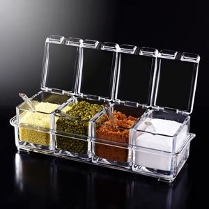 Buy Theodore Crystal Seasoning Acrylic Pepper Salt Spice Rack Plastic 4 ...