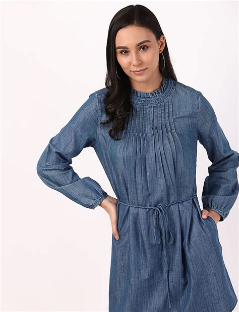 Buy INT High Neck Denim Dress at Marks & Spencer