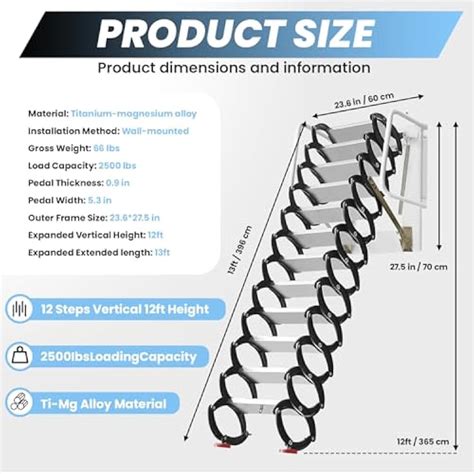 Attic Access Ladder 12 Foot Ceiling, 2500 lbs India | Ubuy