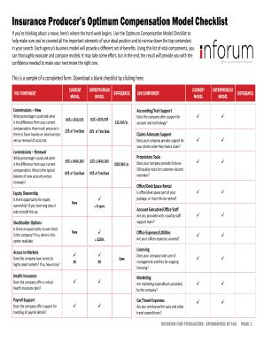 Fillable Online Insurance Producers Optimum Compensation Model ...