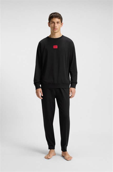 HUGO - Gift-boxed pyjamas with red logo labels - Black