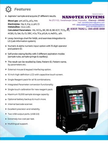 Blood Gas And Electrolyte Analyzer - Arterial Blood Gas Analyzer ST-200 ...