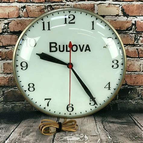 Vintage Bulova Lighted Wall Clock 15" Advertising Works | #3938069845