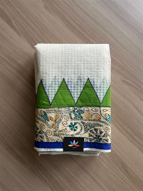 Appliqué work Kota Checks Saree (Without blouse) -22795 – FABK