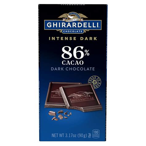 Amazon.com : GHIRARDELLI INTENSE DARK Chocolate Bar, 86% Cacao, 3.17 Oz ...
