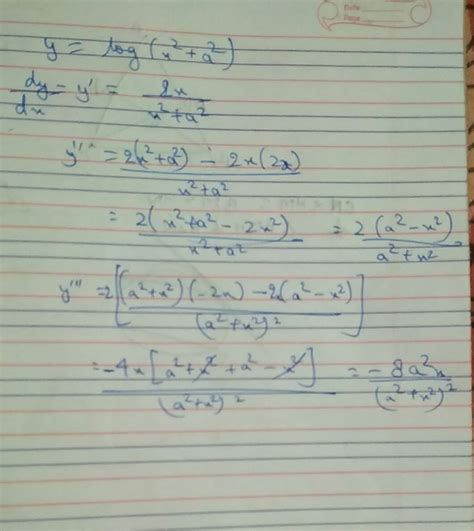 find nth derivative of log(x^2+a^2) - Brainly.in