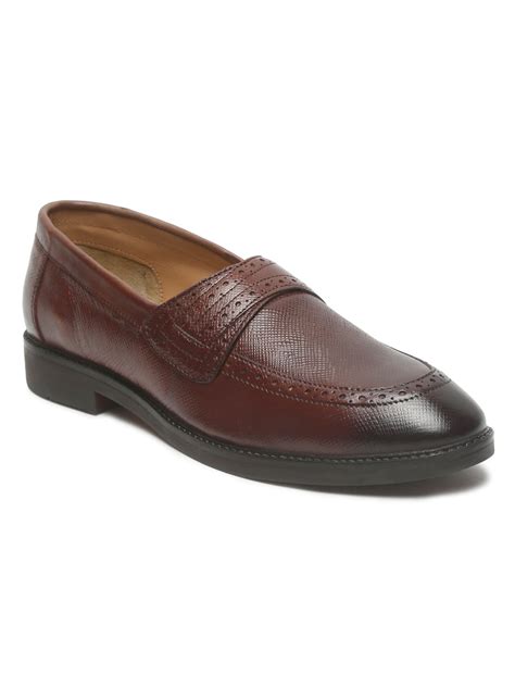 Mens's Brown Texture Leather Loafers – Teakwood Leathers