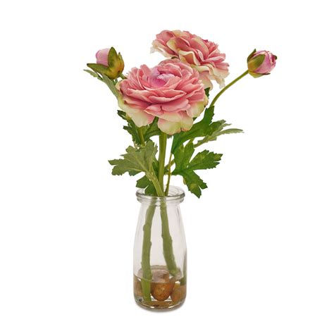 Shop Pink Artificial Camellia Plant with Glass Vase - at Best Price ...