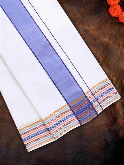 Cotton Navy Fancy Border Panchakacham with Angavasthram Srirasthu(9+5) SR49