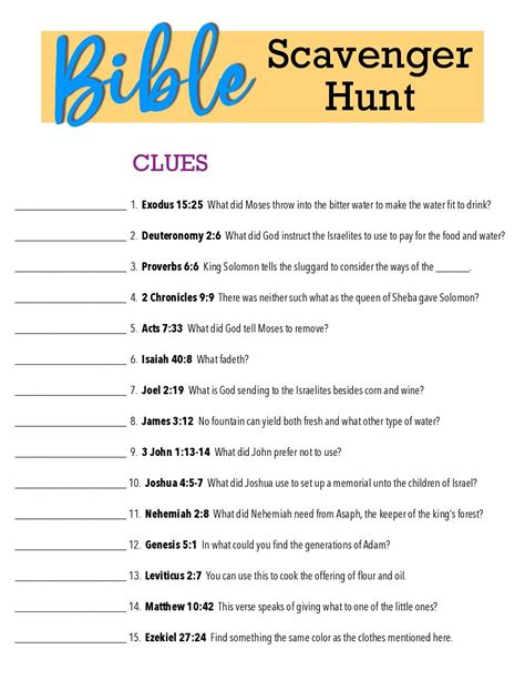 Bible scavenger hunt for kids – Artofit