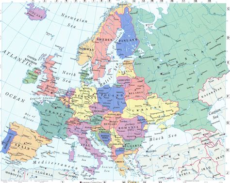 Detailed Map of Europe 的图像结果