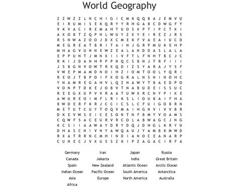 Image result for Geography Word Search Printable