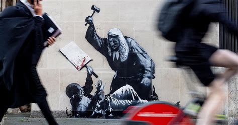 New Banksy showing judge hitting protester with gavel